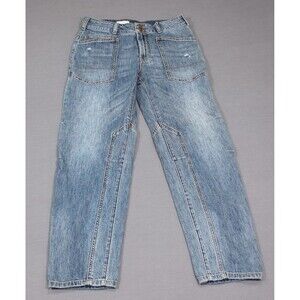 Pilcro Jeans Women Blue Straight Leg Utility Patch Pocket Denim Pants 27 (30X30)